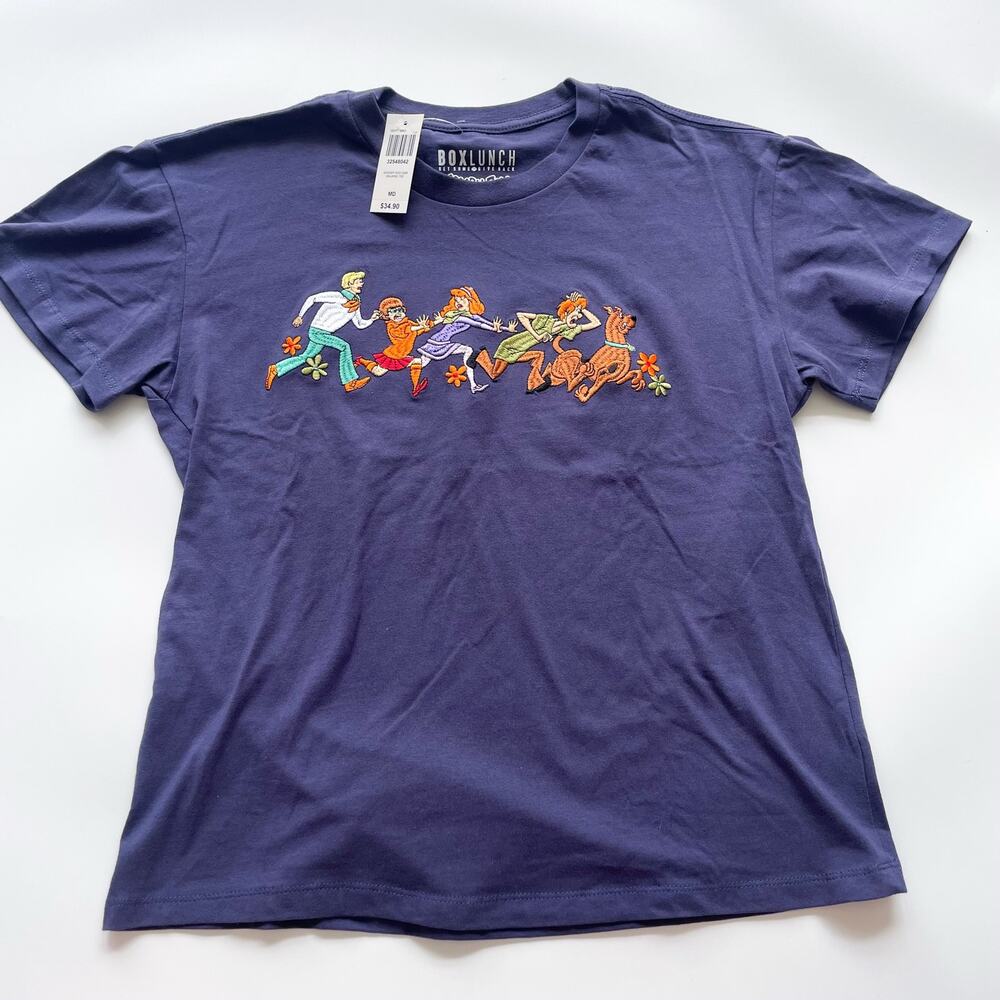 NWT Box Lunch Scooby Doo Gang Navy Blue Embroidered T-Shirt Size M